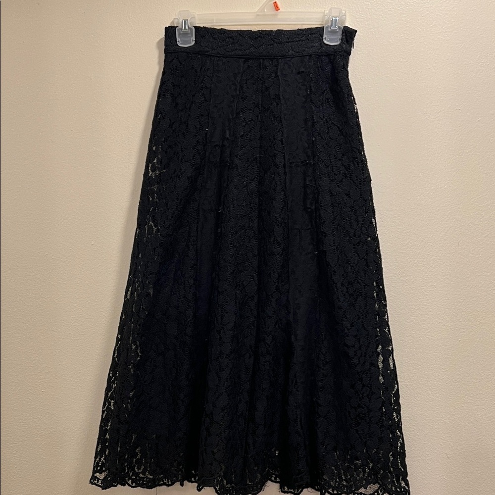 Chic Black Lace A-Line Skirt